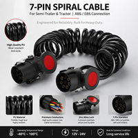 Câble spiralé renforcé à 7 conducteurs, résistant à la traction, 12V-24V, large plage de température, pour semi-tracteur, remorque 7 voies