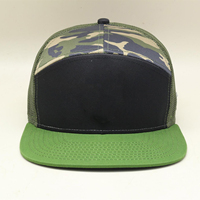 Vente en gros de chapeaux Snapback plats de luxe sans logo Casquette de camionneur personnalisée 7 panneaux Hip Hop noir vierge pour hommes