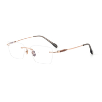 Lunettes de vue sans monture en titane de qualité supérieure, fabriquées à la main, unisexes, pour affaires, classiques, durables, forme visage diamant