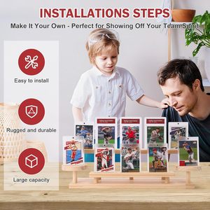 Wooden Card Display Rack Multi Tiered <b>Desktop</b> Organizer For Trading Cards Storage - Product Image 5