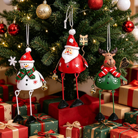 Ornements de Noël à suspendre sur l'arbre, très demandés : Bonhomme de neige à longues jambes et Père Noël personnalisés, vert et rouge, pour boîte aux lettres.