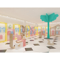Estante de exhibición de tienda de ropa moderna para niños, decoración de diseño de tienda de ropa para niños