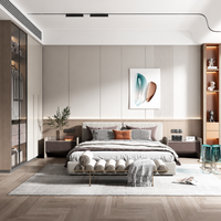 Ensemble de meubles de chambre à coucher en bois de style scandinave moderne, lit sur mesure, armoire, table de chevet, solution complète pour la chambre à coucher