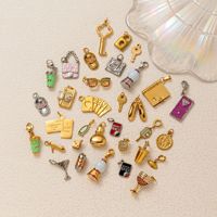 Pendentif en forme de tasse à thé en acier inoxydable Zooying, plaqué or 18 carats, placage sous vide, charme bohème à faire soi-même pour porte-clés, breloques de bijoux