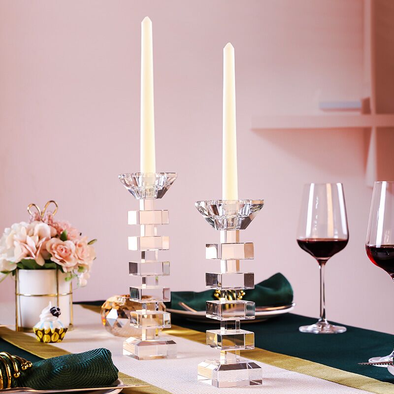 Простой Блестящий кубический кристаллический подсвечник, Хрустальный подсвечник на продажу