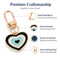 Porte-clés en métal œil porte-bonheur, breloque de sac, amulette protectrice multi-formes (cœur, rond, carré), cadeau pour femmes et filles, accessoire de mode