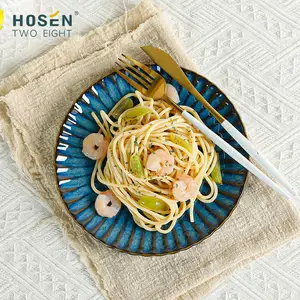 ODM मल्टी आकारों और आकार शीशे का आवरण रंग बर्तन आधुनिक शैली सिरेमिक खाने की प्लेटें क्रॉकरी चीनी मिट्टी के बरतन डिनर सेट