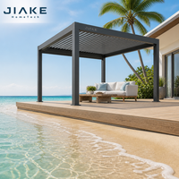 Pergola Jiake en aluminium pour extérieur avec toit à lames rétractables et couverture imperméable pour jardin, patio, pavillon, séjour