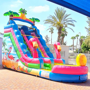 Toboggan aquatique gonflable flamant rose commercial kids summer party <b>inflatable</b> flamingo <b>water</b> <b>slide</b> for party - Product Image 2