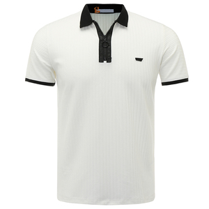 Bán Buôn Sang Trọng Thiết Kế Mới Người Đàn Ông Dây Kéo Logo Cổ Áo Sơ Mi Tùy Chỉnh Logo Polo Áo Sơ Mi Sọc Cotton Tốt T-Shirt - Product Image 1