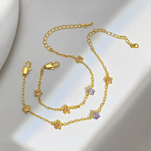 Nueva Pulsera de Oro Chapado en 18K Estilo Coreano con Circonita Cúbica, Diseño de Flor, Pulsera Delicada para Chicas - Product Image 4