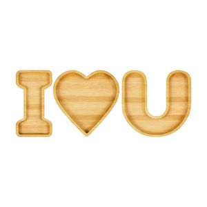 Bandeja de Servir de Bambú Natural Personalizada con Forma de Carta de Amor, con Mecanizado CNC, Electroerosión por Hilo y Brochado - Product Image 1