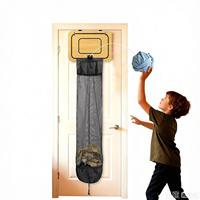 Panier à linge en bois en forme de panier de basket – Panier à linge suspendu à la porte avec cordon de serrage, solution gain de place pour vêtements sales pour enfants