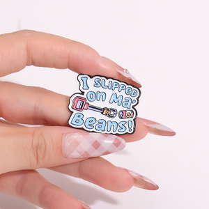 Broche en émail de films d'animation de dessins animés amusants, 'Slipped on My Beans', badge de revers en métal, bijou cadeau pour amis - Product Image 4
