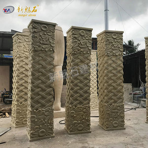 New Magic <b>Stone</b> Grc Roman Columns Outdoor Decorative Pillars With Floral Carving And Lattice Pattern - Product Image 1