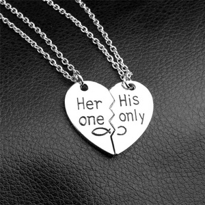 Collana per Coppie a Forma di Cuore 'Her One His Only', Regalo per San Valentino - Product Image 5