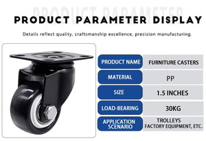 2-Zoll-Lenk rollen 30kg-45kg Tragfähigkeit Schwarze Polypropylen-Möbel rollen für leichte Werk bänke - Product Image 3