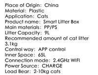 Litière automatique intelligente Wi-Fi pour chat, sans accrocs, autonettoyante, grande capacité 65L, faible bruit, vente en gros