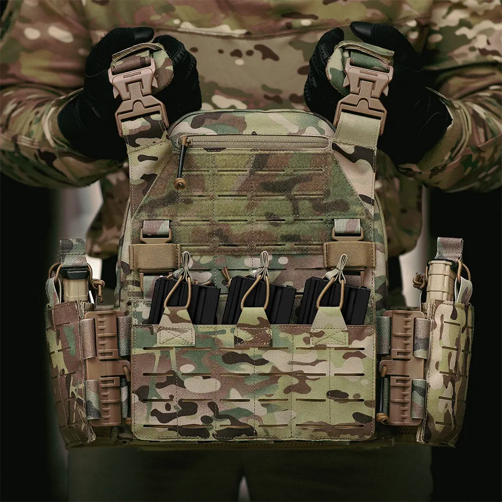 Équipement tactique Libération rapide Entraînement en plein air Chalecos Molle Camo Combat Corps Protection Plaque Transporteur Gilet tactique