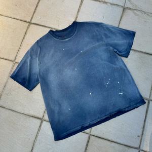 Camiseta de Hombre de Algodón Estilo Urbano, Personalizada, Vintage, Holgada, Lavada al Ácido, Desgastada, Corta, Cuadrada, Degradada, Decolorada por el Sol, de Manga Corta - Product Image 4