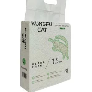 Lovepet Factory OEM Kungfu Cat 6L 1.5mm lettiera per gatti di soia naturale Ultra sottile da 2.6Kg sicura per la toilette