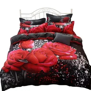 बिस्तर सेट जाजम 3d पॉलिएस्टर धकेल कपड़े 4pcs रानी आकार बिस्तर रजाई कवर तकिया मामलों के साथ सेट