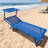 Chaise longue de jardin pliable et portable en aluminium pour l'extérieur avec auvent textile