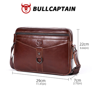 Bolso Bandolera de Cuero Genuino para Hombre BULLCAPTAIN, Bolso de Hombro para Computadora, Estilo Vintage, para Todas las Temporadas - Product Image 5