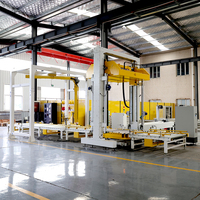 Machine d'emballage rotative automatique à bras double canal avec compression haute pression et découpe automatique du film pour palettes