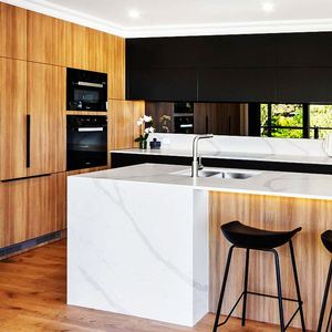 Armoires de cuisine modernes en bois grainé 2024, cuisine modulaire de haute qualité avec panier à épices durable - Product Image 1