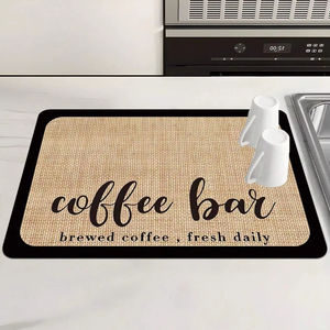 Super Absorbent Linen Table Mat Non-Slip Countertop Dining <strong>Kitchen</strong> <strong>Accessory</strong> Coffee Machine Diatom <strong>Mud</strong> Drainage Pad Soft Rubber - Product Image 1