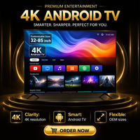 TV Pintar Android 4K 60Hz LED HDTV 32-85 Inci Ukuran Kustom /WiFi untuk Hiburan Hotel