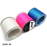 Ligne de pêche tressée JOF 300M 8 brins en PE, 9 couleurs, ligne flottante multifilament haute résistance pour la pêche en rivière, lac, eau salée et océan