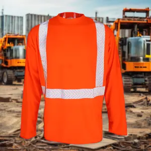 Hi-Vis Birdeyeニット長袖高品質Tシャツワークウェア、大人用反射ストラップ付き