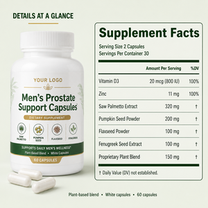 Cápsulas de Apoyo para la Próstata para Hombres, Fórmula Multivitamínica a Base de Plantas para el Cuidado de la Próstata, Alivian el Malestar Diario, Gran Capacidad, ODM/OEM - Product Image 4