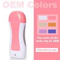 Kit d'épilation personnalisé avec logo, comprenant un rouleau applicateur et un chauffe-cire pour le soin du corps, cartouche de cire douce à la colophane naturelle pour les jambes