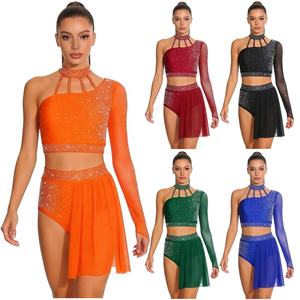 Vestidos de competición de baile latino para mujer, traje de baile con top corto y pantalones cortos para actuaciones, competiciones y fiestas - Product Image 1