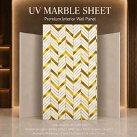 Panneau mural décoratif en marbre doré géométrique Chevron UV MORLENX pour projet d'aménagement intérieur de luxe