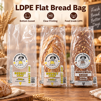 Sacs plats en plastique LDPE transparents à soufflet pour emballage de baguettes, pour supermarchés et boulangeries (vente en gros)