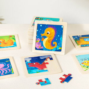 24 Desain Papan Puzzle Kayu 9 Potong dengan Bingkai Putih untuk Anak Prasekolah Pendidikan Dini Usia 1-3 Tahun Puzzle Jigsaw Unisex - Product Image 3
