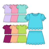 Ensemble de vêtements pour filles personnalisé, vêtements de sport pour enfants, jupe à manches courtes, tenue de yoga d'été pour enfants, ensemble de deux pièces, vêtements de sport pour filles