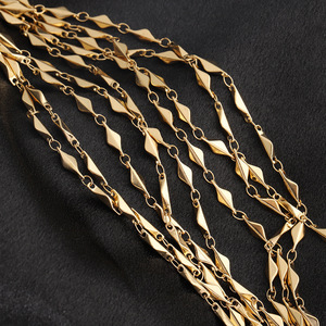 Chaîne en acier inoxydable 3D en forme de losange plaquée or pour la fabrication de bracelets, accessoires de bijouterie H1707 - Product Image 4