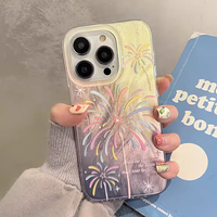 Casing HP Akrilik Love Fireworks untuk iPhone 16 15 14 Pro Max 13 12 11 Pro XS 17 Plus, Pelindung Layar Anti Benturan