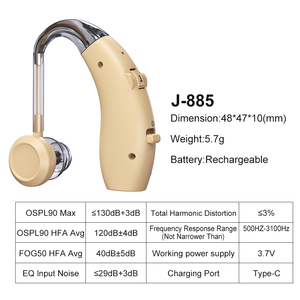 Sạc Type-C sạc BTE trợ thính với 50 Giờ Tuổi thọ pin giảm tiếng ồn & CE chứng nhận cho điếc cuộc gọi điện thoại - Product Image 3