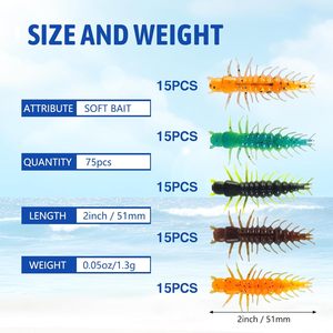 Eupheng 2"/3" Hellgrammite Leurres <span class=keywords><strong>de</strong></span> pêche en plastique souple super réalistes Ned Jig Drop Shot Rig Pack <span class=keywords><strong>de</strong></span> 20/12 - Product Image 2