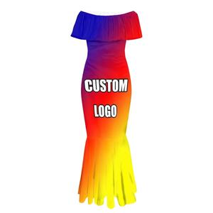 Vestido Túnica <span class=keywords><strong>Sexy</strong></span> con Estampado Tribal <span class=keywords><strong>Masi</strong></span> Tapa de Flores Tagimoucia de Fiji, Falda Ajustada con Cola de Pez, Vestido Polinesio de Manga Corta, Vestido con Hombros Descubiertos - Product Image 4