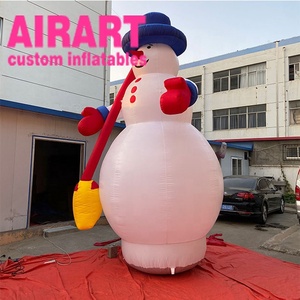Sevimli açık dekorasyon şişme noel mavi eşarp kardan adam balon - Product Image 5