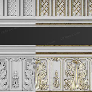 <span class=keywords><strong>Moulure</strong></span> murale de style cour avec fillet multicouche et bordure <span class=keywords><strong>dorée</strong></span> pour hall d'entrée de villa haut de gamme, <span class=keywords><strong>moulure</strong></span> en bois à motif rétro - Product Image 2