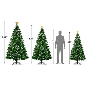 Sapin de Noël artificiel floqué réaliste avec lumières LED, plusieurs tailles, en promotion - Product Image 5