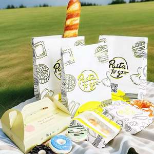 Sacs à emporter personnalisés pour restaurants, y compris des sacs pour beignets, biscuits, croissants, hamburgers et des sacs en papier anti-graisse à une face - Product Image 6